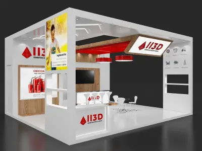 Exhibition Stand Stall Two Side Open 8X7 3D model