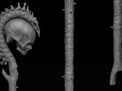 Ritual staff - Game Ready Low-poly 3D model