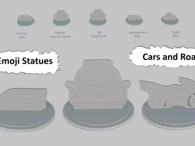 Vehicles Cars and Road Mini Pack Emoji Statues 3D print model purchase