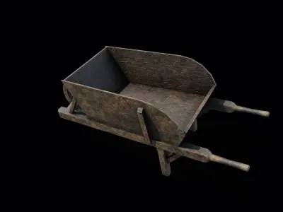 Wooden Cart Low-poly 3D model 5