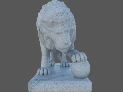 Sculpture-005 statue of lion with ball 3D model