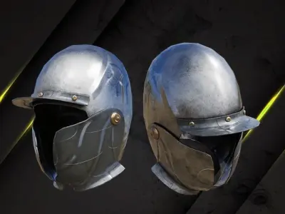 Helmet medieval lowpoly game asset Low-poly 3D model