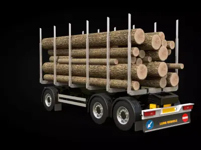 Timber 2 Axle Trailer 3D model