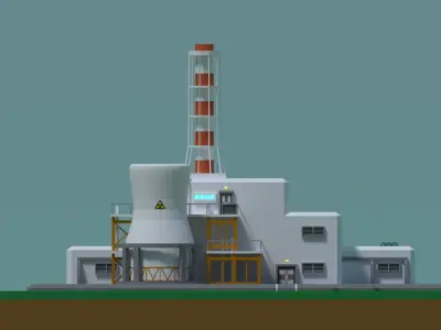 Nuclear station Low-poly Free low-poly 3D model