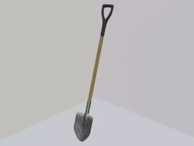 Modern Shovel with long handle 3D model
