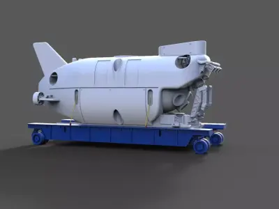 Research submarine with transport trolley 3D print model
