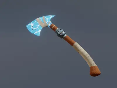 Water axe - Elemental axe - model 01 Low-poly 3D model
