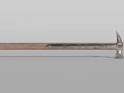 Warhammer wooden hammer with metal handle Low-poly 3D model