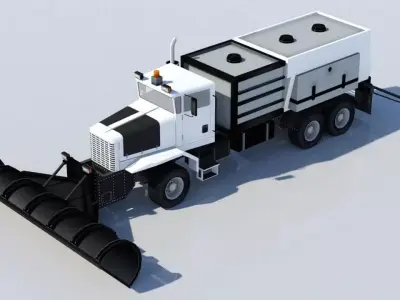 Oshkhosh Snow Plow Low Poly Ground Support Airport Low-poly 3D model