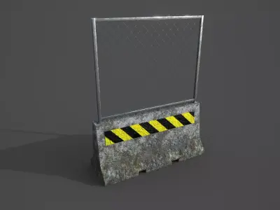 Concrete barrier  Low-poly 3D model 5