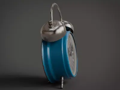 Blue Vintage Alarm Clock Low-poly 3D model