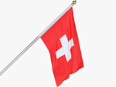 Switzerland Cloth Flag Wall Mount Animated 3D model