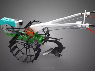MOLDBOARD PLOW IMPLEMENT ATTACHMENT HAND WALKING TRACTOR DIESEL 3D model