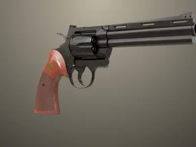 Revolver 05 Black Colt Python All PBR Unity UE Textures Low-poly 3D model