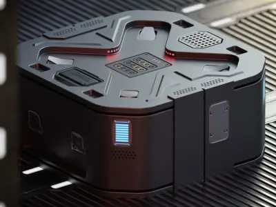 A sci-fi box model made in a blender Low-poly 3D model