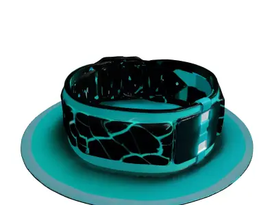 Glowing Neon Cyan Wristband 3D model