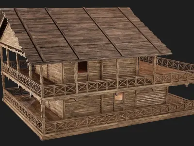 Old Wooden House 4K Textures GameReady 143 Low-poly 3D model