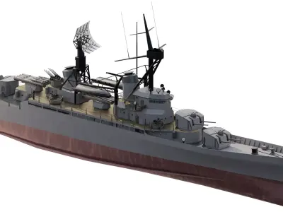 WW2 SHIP BASED ON FLETCHER CLASS DESTROYER 3D model