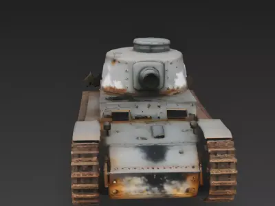 Realistic Wrecked WWII Tank 3D Model Low-poly 3D model
