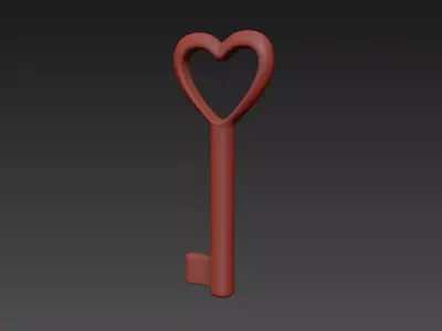 Heart Shaped Key 3D model 3D model