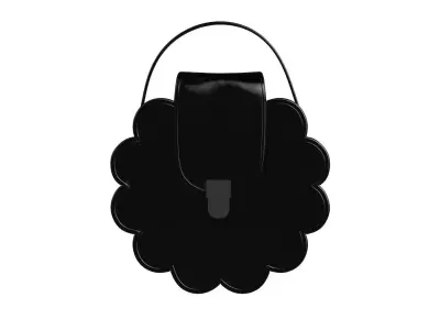 Black Leather Flower Flap Bag 3D model
