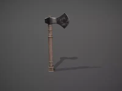 Dark Metal Antique Axe Low-poly 3D model