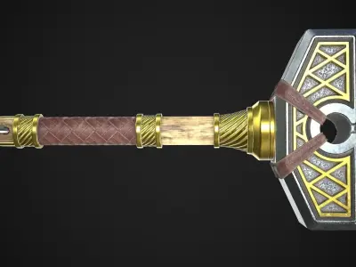 Fantasy Hammer 05 Low-poly 3D model