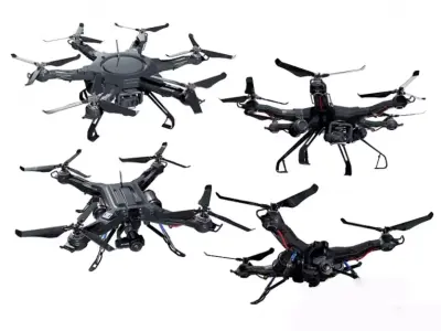 Multi rotor unmanned aerial vehicle Low-poly 3D model