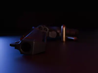 Game ready Black Revolver Low-poly 3D model