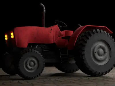 Dirty Farm Tractor Low-poly 3D model