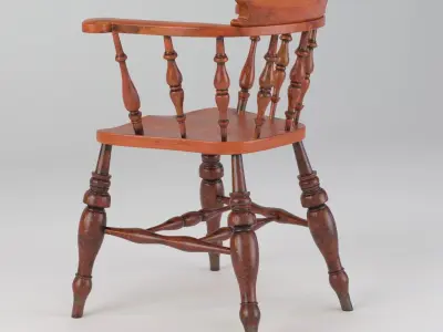 Antique Set of Five English Elmwood Windsor Chair 3D model