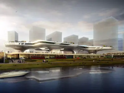 3Dmax fashion city commercial square building 208 3D model