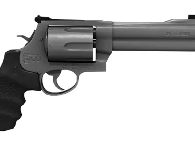 Revolver Hand Gun Low-poly 3D model