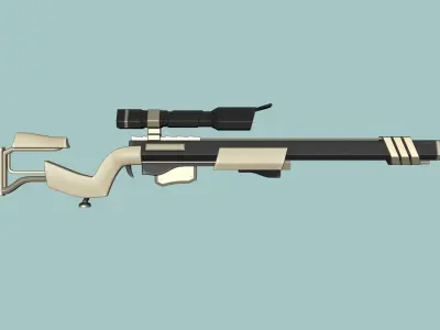 Sci-Fi Sniper Rifle 02 - Golden Luxury Gun Low-poly 3D model