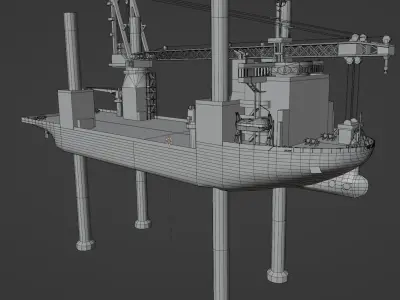 Offshore installation vessel VOA Low-poly 3D model