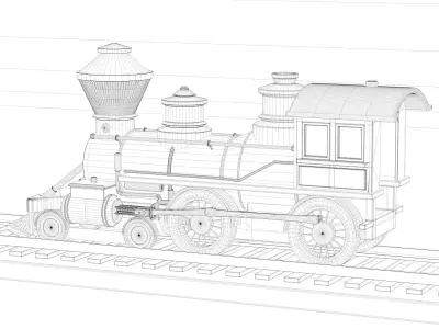 Vintage Steam Train Locomotive  Colorful ToyLike  3D model