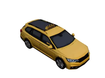 Low Poly Station Taxi Car Vehicle Model PBR Texture Low-poly 3D model