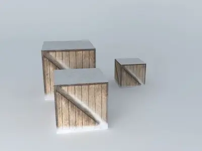 wood boxes snow Free 3D model purchase