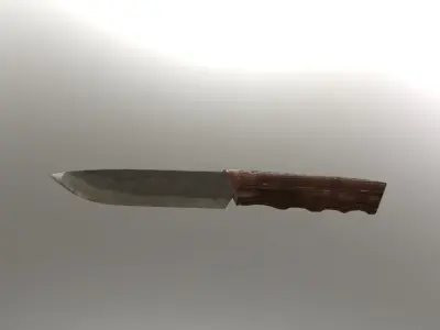 Knife 3D model with wooden handle Low-poly 3D model