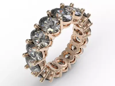 Oval Stone Eternity Band 3D print model