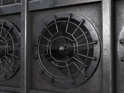 Ventilator metal room Low-poly 3D model