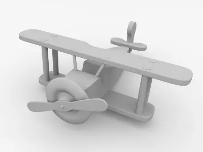Wooden Airplane 3D model buy