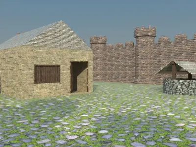 3D Castle Model in desert Free low-poly 3D model