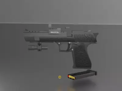 desert eagle with reflex sight and lamb part  Low-poly 3D model