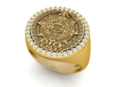Diamond Mayan Calendar Ring  3D print model