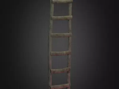 Stairs wooden ladder Low-poly 3D model