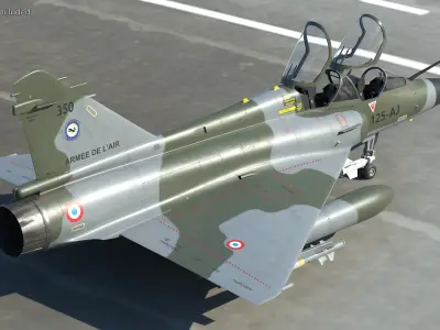 Dassault Mirage 2000N Tactical Bomber Camouflage with Armament Rigged for Maya 3D model