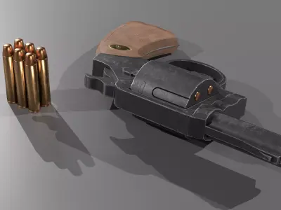Low Poly Game Ready SnubNose Pistol Low-poly 3D model