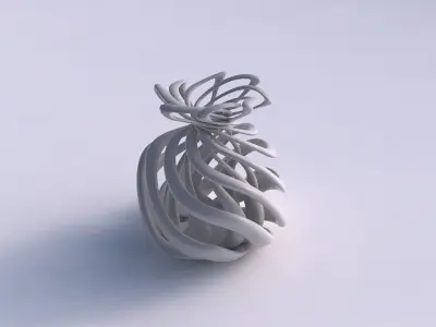 Vase double twisted wide bottom with suqeezed top part wavy top 3D print model