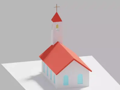 Low Poly Cartoon Simple Church 3D model